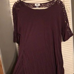 Deep purple, lace shoulder blouse!